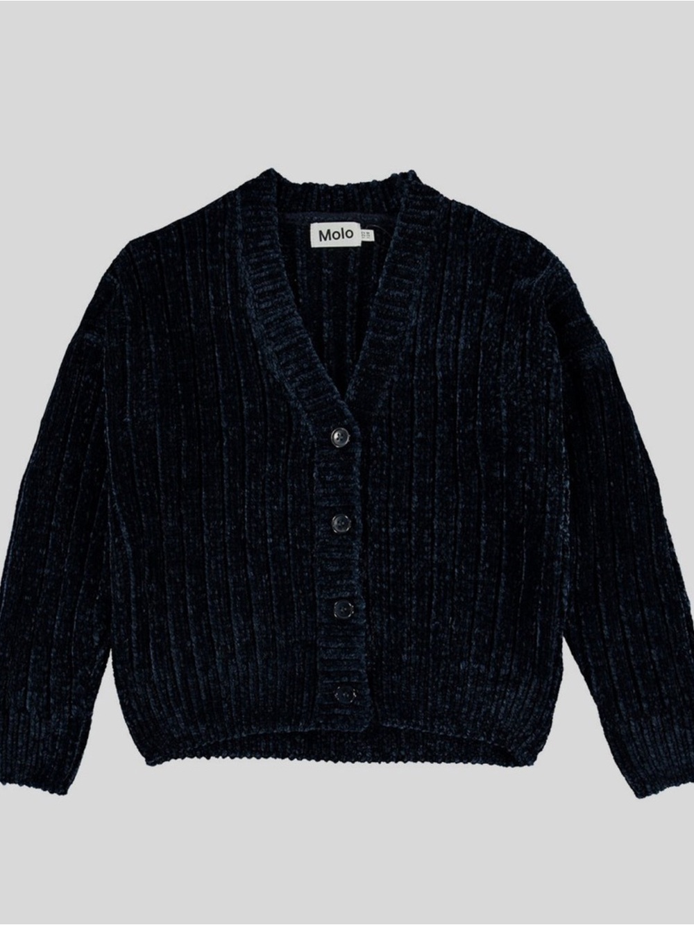Molo Navy Ribbed Chenille Button Cardigan